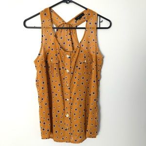 Mine Anthro sheer polka dot button up tank